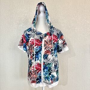 Adidas Original Jacket Womens XXL Anorak Floral Trefoil Logo Training Hoodie